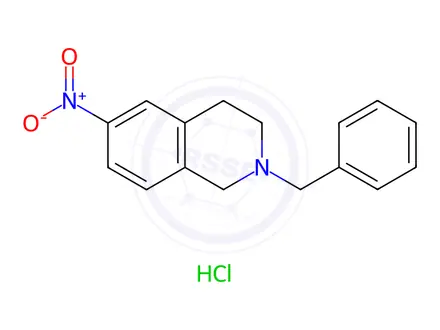 Chemical structure of 2-Benzyl-6-nitro-1,2,3,4-tetrahydro-isoquinoline hcl