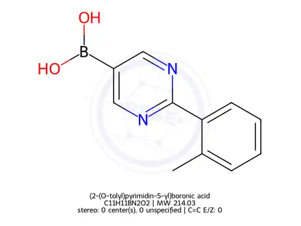 Chemical structure of (2-(O-tolyl)pyrimidin-5-yl)boronic acid