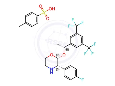 Chemical structure of (2R,3S)-2-[(1R)-1-[3,5-Bis(trifluoromethyl)phenyl]ethoxy]-3-(4-fluorophenyl)morpholine 4-methylbenzenesulfonate