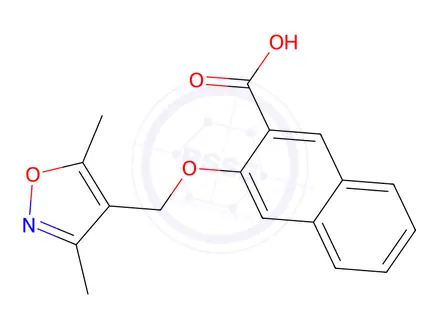 Chemical structure of 3-[(Dimethyl-1,2-oxazol-4-yl)methoxy]naphthalene-2-carboxylic Acid