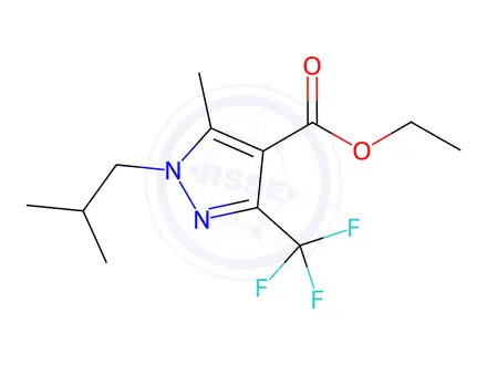 Chemical structure of Ethyl 1-isobutyl-5-methyl-3-(trifluoromethyl)-1H-pyrazole-4-carboxylate