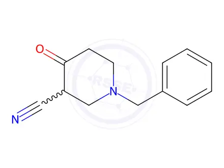Chemical structure of 4-Oxo-1-(phenylmethyl)-3-piperidinecarbonitrile