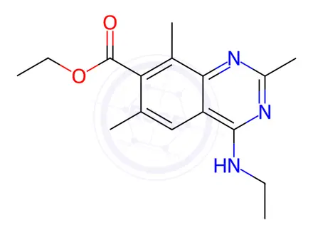 Chemical structure of Ethyl 4-(ethylamino)-2,6,8-trimethylquinazoline-7-carboxylate