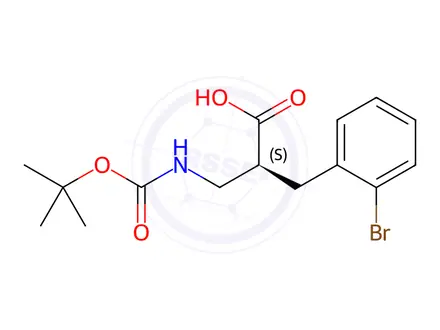 Chemical structure of (S)-2-(2-bromobenzyl)-3-((tert-butoxycarbonyl)amino)propanoic acid