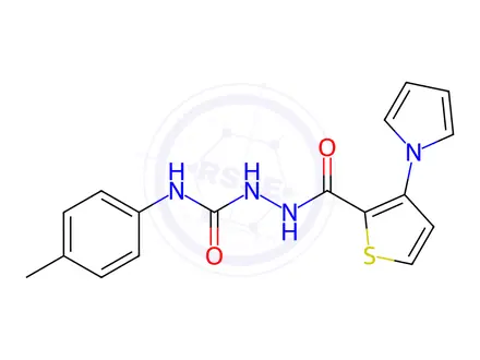 Chemical structure of N-{[(4-methylphenyl)carbamoyl]amino}-3-(1H-pyrrol-1-yl)thiophene-2-carboxamide