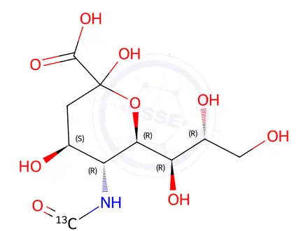 Chemical structure of N-[1-13C]Acetyl-D-neuraminic Acid