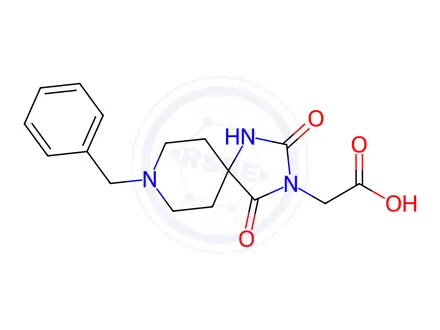 Chemical structure of 2-(8-Benzyl-2,4-dioxo-1,3,8-triazaspiro[4.5]decan-3-yl)acetic Acid