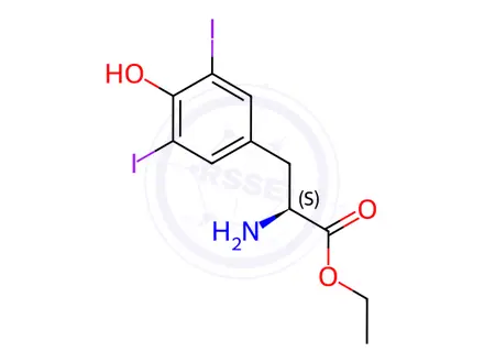 Chemical structure of 3,5-diiodo-L-tyrosine ethyl ester