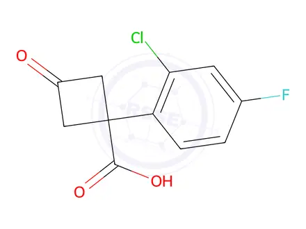 Chemical structure of 1-(2-Chloro-4-fluorophenyl)-3-oxocyclobutane-1-carboxylic acid