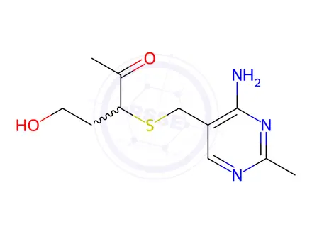 Chemical structure of 3-(((4-amino-2-methylpyrimidin-5-yl)methyl)thio)-5-hydroxypentan-2-one