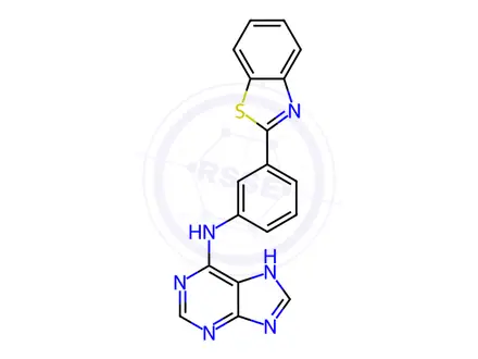 Chemical structure of N-(3-(Benzo[d]thiazol-2-yl)phenyl)-9H-purin-6-amine