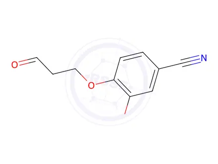 Chemical structure of 3-methoxy-4-(3-oxopropoxy)benzonitrile
