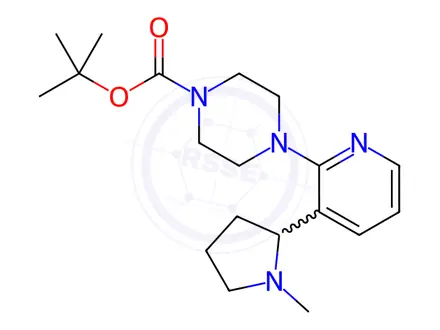 Chemical structure of tert-Butyl 4-(3-(1-methylpyrrolidin-2-yl)pyridin-2-yl)piperazine-1-carboxylate