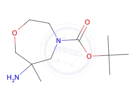 Chemical structure of tert-butyl 6-amino-6-methyl-1,4-oxazepane-4-carboxylate