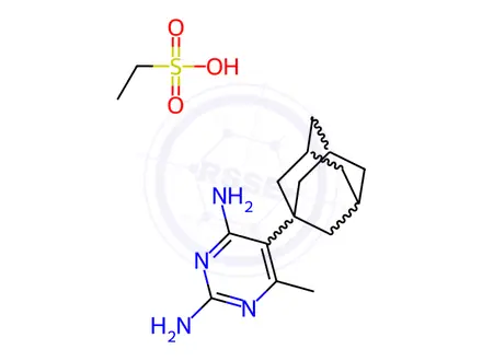 Chemical structure of 2,4-diamino-5-adamantyl-6-methyl-pyrimidine ethanesulfonate