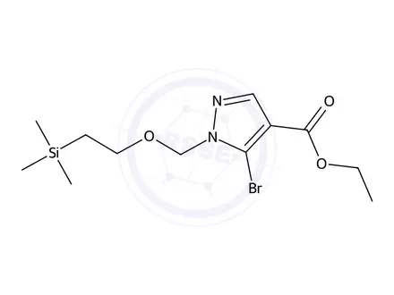 Chemical structure of Ethyl 5-bromo-1-((2-(trimethylsilyl)ethoxy)methyl)-1H-pyrazole-4-carboxylate