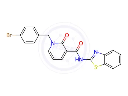 Chemical structure of N-(Benzo[d]thiazol-2-yl)-1-(4-bromobenzyl)-2-oxo-1,2-dihydropyridine-3-carboxamide
