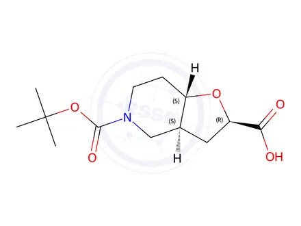 Chemical structure of Racemic-(2R,3aS,7aS)-5-(tert-butoxycarbonyl)octahydrofuro[3,2-c]pyridine-2-carboxylic acid
