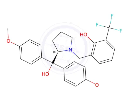 Chemical structure of (R)-2-((2-(Hydroxybis(4-methoxyphenyl)methyl)pyrrolidin-1-yl)methyl)-6-(trifluoromethyl)phenol