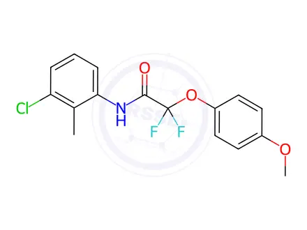 Chemical structure of N-(3-chloro-2-methylphenyl)-2,2-difluoro-2-(4-methoxyphenoxy)acetamide
