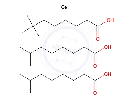 Chemical structure of bis(isononanoato-O)(neodecanoato-O)cerium