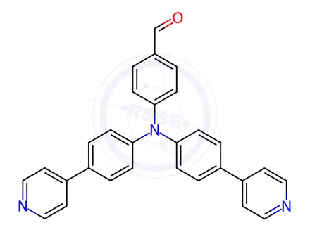 Chemical structure of Benzaldehyde, 4-[bis[4-(4-pyridinyl)phenyl]amino]-