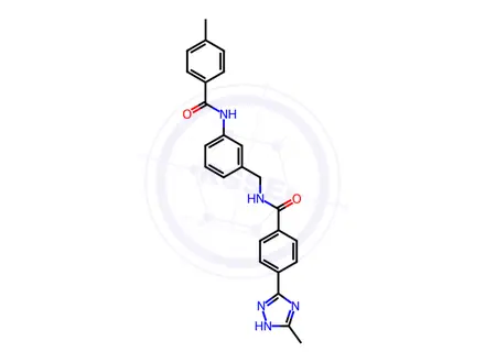Chemical structure of Benzamide, N-[[3-[(4-methylbenzoyl)amino]phenyl]methyl]-4-(3-methyl-1H-1,2,4-triazol-5-yl)-
