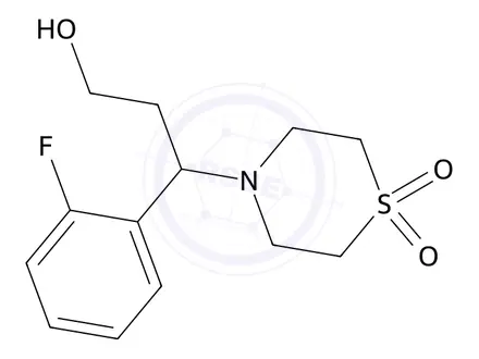 Chemical structure of 4-(1-(2-Fluorophenyl)-3-hydroxypropyl)thiomorpholine 1,1-dioxide