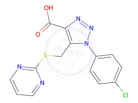 Chemical structure of 1-(4-Chlorophenyl)-5-((pyrimidin-2-ylthio)methyl)-1H-1,2,3-triazole-4-carboxylic acid