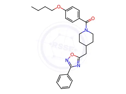 Chemical structure of 1-(4-butoxybenzoyl)-4-[(3-phenyl-1,2,4-oxadiazol-5-yl)methyl]piperidine