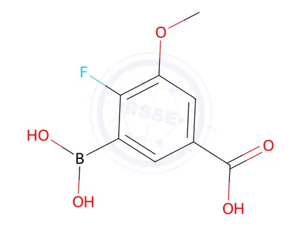 Chemical structure of 5-Carboxy-2-fluoro-3-methoxyphenylboronic acid