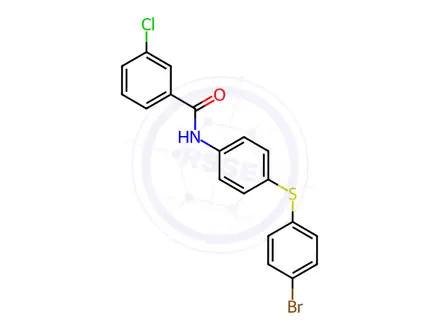 Chemical structure of N-(4-((4-bromophenyl)thio)phenyl)-3-chlorobenzamide