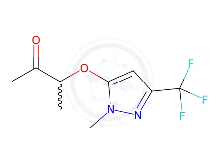 Chemical structure of 3-{[1-methyl-3-(trifluoromethyl)-1H-pyrazol-5-yl]oxy}-2-butanone