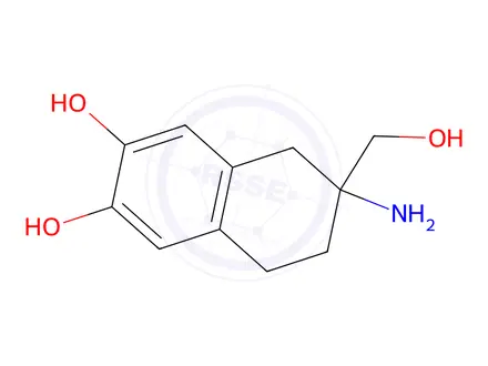 Chemical structure of 6-Amino-6-(hydroxymethyl)-5,6,7,8-tetrahydronaphthalene-2,3-diol