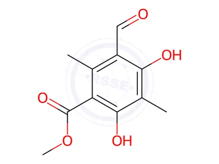 Chemical structure of 3-Formyl-4,6-dihydroxy-2,5-dimethylbenzoic acid methyl ester