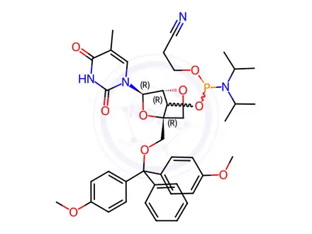 Chemical structure of Phosphoramidites Impurity 106 (2'-O-4'-C Locked-T Phosphoramidite)