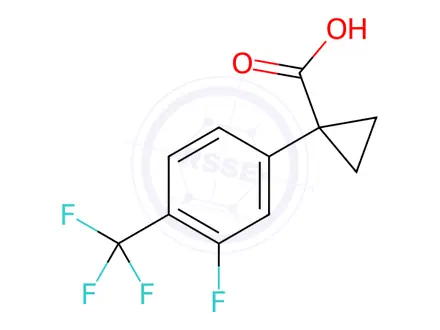 Chemical structure of 1-[3-fluoro-4-(trifluoromethyl)phenyl]cyclopropan e-1-carboxylic acid