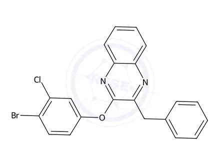 Chemical structure of 2-Benzyl-3-(4-bromo-3-chlorophenoxy)quinoxaline