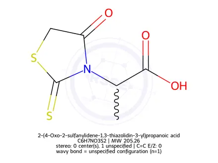 Chemical structure of 2-(4-Oxo-2-sulfanylidene-1,3-thiazolidin-3-yl)propanoic acid