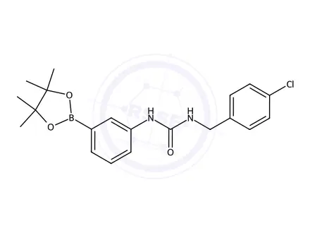 Chemical structure of 1-(4-Chlorobenzyl)-3-(3-(4,4,5,5-tetramethyl-1,3,2-dioxaborolan-2-yl)phenyl)urea