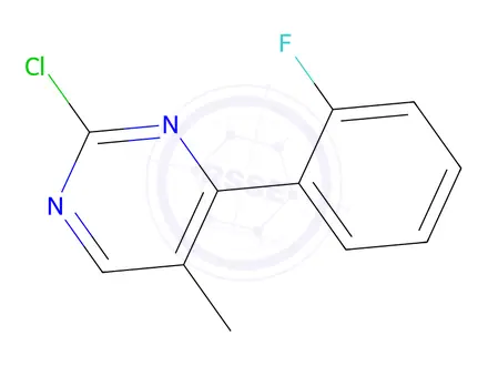 Chemical structure of 2-chloro-4-(2-fluorophenyl)-5-methylpyrimidine