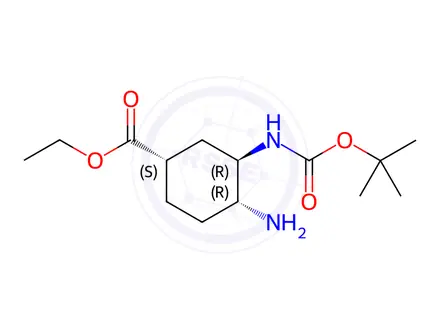 Chemical structure of Ethyl (1S,3R,4R)-4-amino-3-((tert-butoxycarbonyl)amino)cyclohexane-1-carboxylate