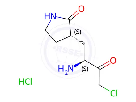Chemical structure of (3S)-3-[(2S)-2-amino-4-chloro-3-oxo-butyl]pyrrolidin-2-one;hydrochloride