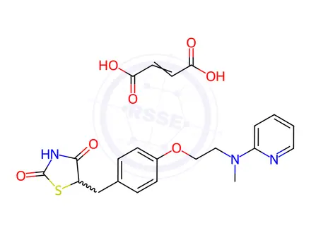 Chemical structure of 5-(4-(2-(Methyl(pyridin-2-yl)amino)ethoxy)benzyl)thiazolidine-2,4-dione fumarate