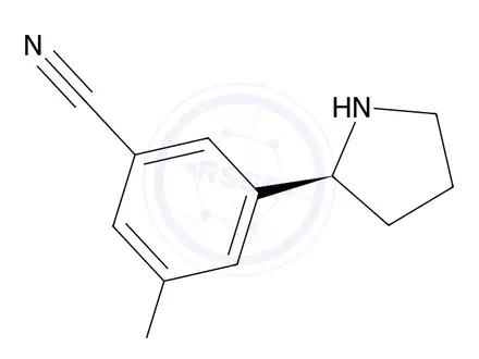 Chemical structure of (S)-3-fluoro-5-(pyrrolidin-2-yl)benzonitrile