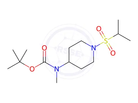 Chemical structure of Carbamic acid, N-methyl-N-[1-[(1-methylethyl)sulfonyl]-4-piperidinyl]-, 1,1-dimethylethyl ester
