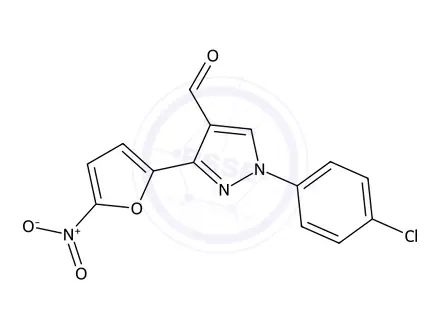 Chemical structure of 1-(4-Chlorophenyl)-3-(5-nitrofuran-2-yl)-1H-pyrazole-4-carbaldehyde