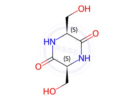 Chemical structure of (3S,6S)-3,6-Bis(Hydroxymethyl)Piperazine-2,5-Dione