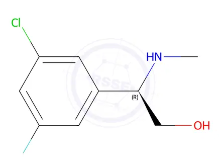 Chemical structure of (R)-2-(3-chloro-5-fluorophenyl)-2-(methylamino)ethan-1-ol