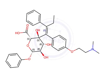 Chemical structure of (Z)-4-Hydroxy Tamoxifen O-β-D-Glucuronide (~90%)